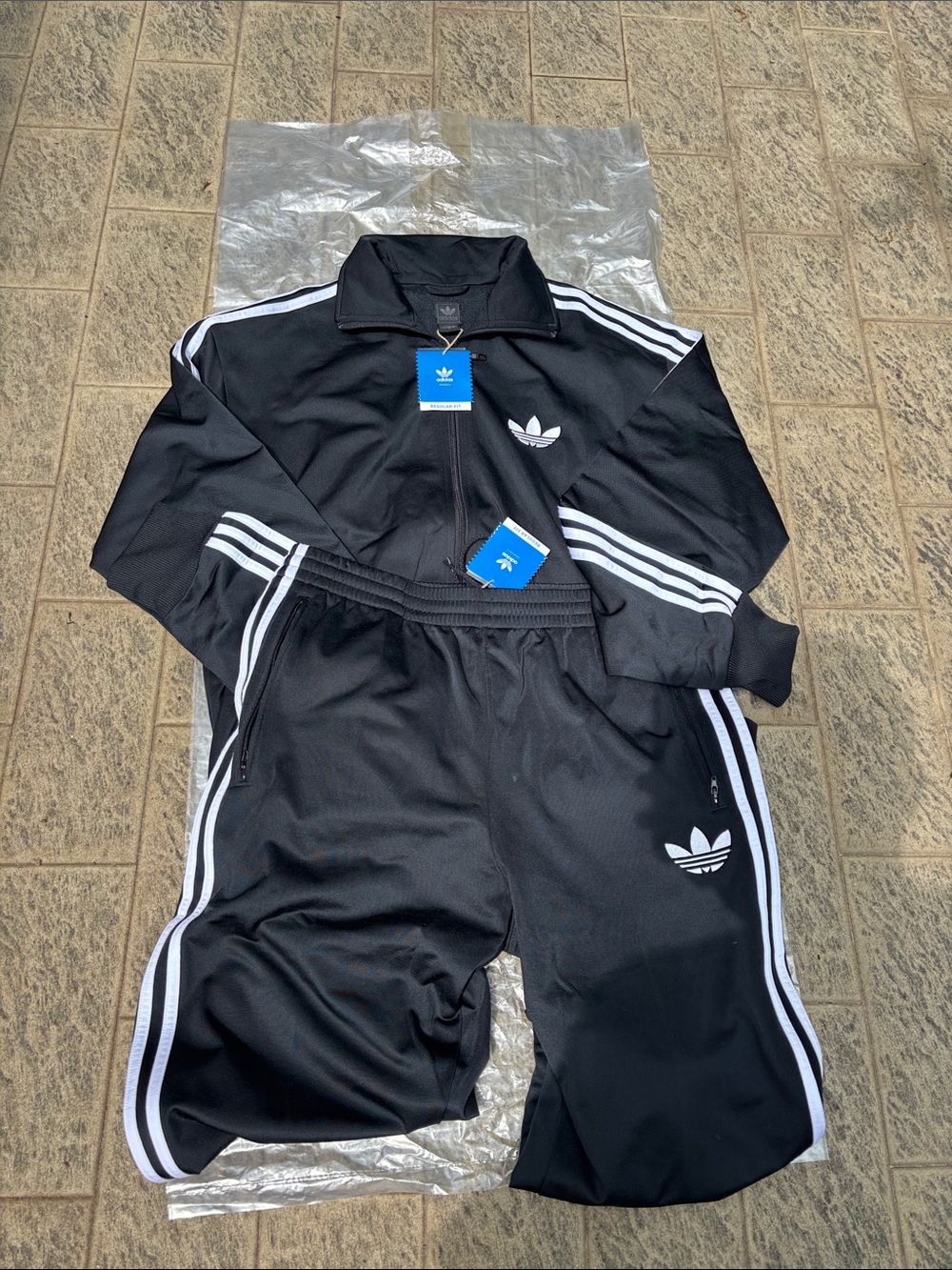 Original RUN D MC ADIDAS Black Track Jacket and Pants Set with White Stripes